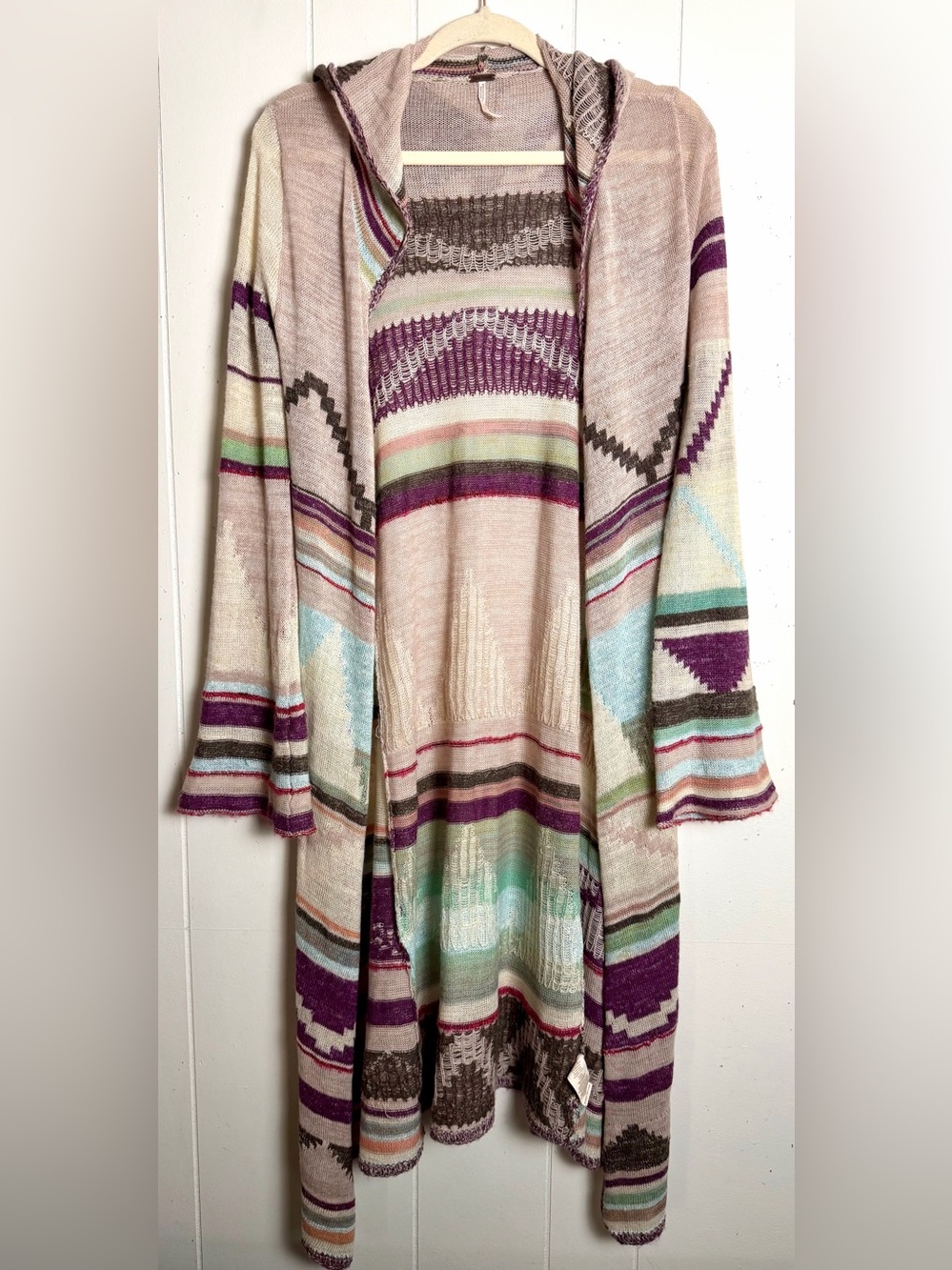 Free People Hooded Duster Sweater Open Cardigan size XS